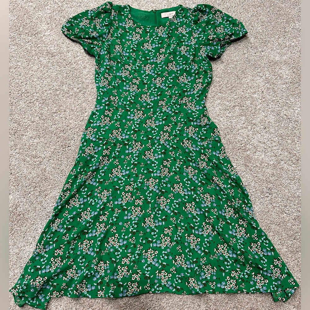 LOFT Floral Green Dress